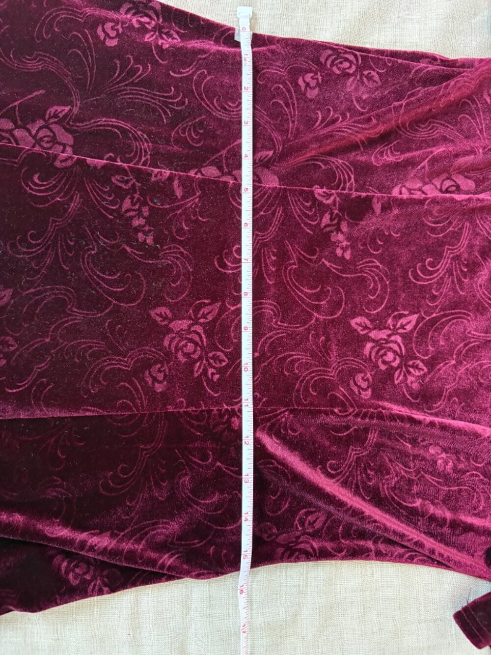 Vintage Debenhams Burgundy Burnout Velvet Maxi Dress | UK 12 - Picture 10 of 10